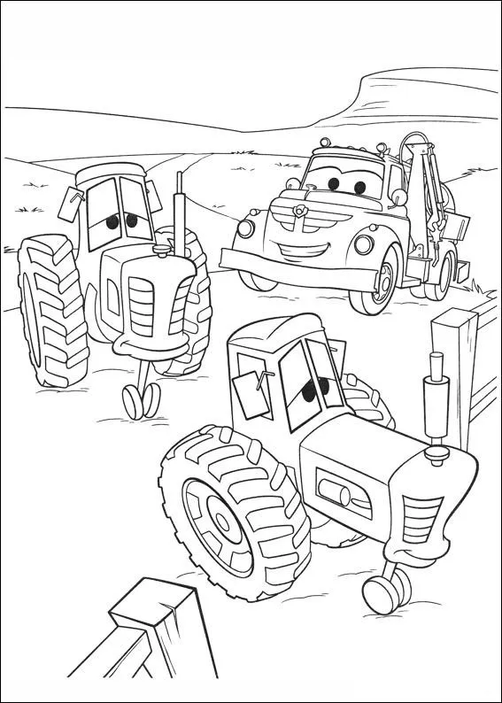 Mate y Tractores en el Campo para colorear e imprimir Mate y Tractores en el Campo para colorear - Rayo McQueen y Cars