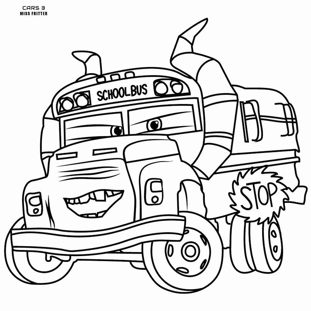 Miss Fritter para colorear e imprimir Miss Fritter para colorear - Rayo McQueen y Cars