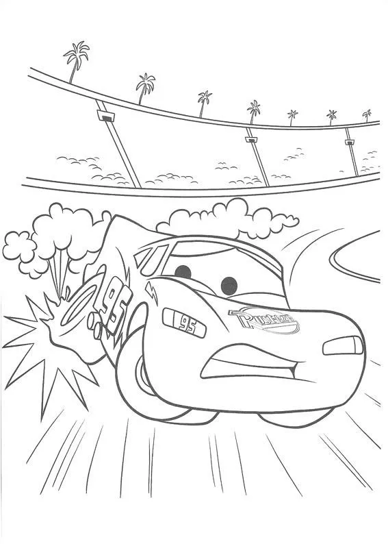 Rayo Acelerando en Estadio para colorear e imprimir Rayo Acelerando en Estadio para colorear - Rayo McQueen y Cars