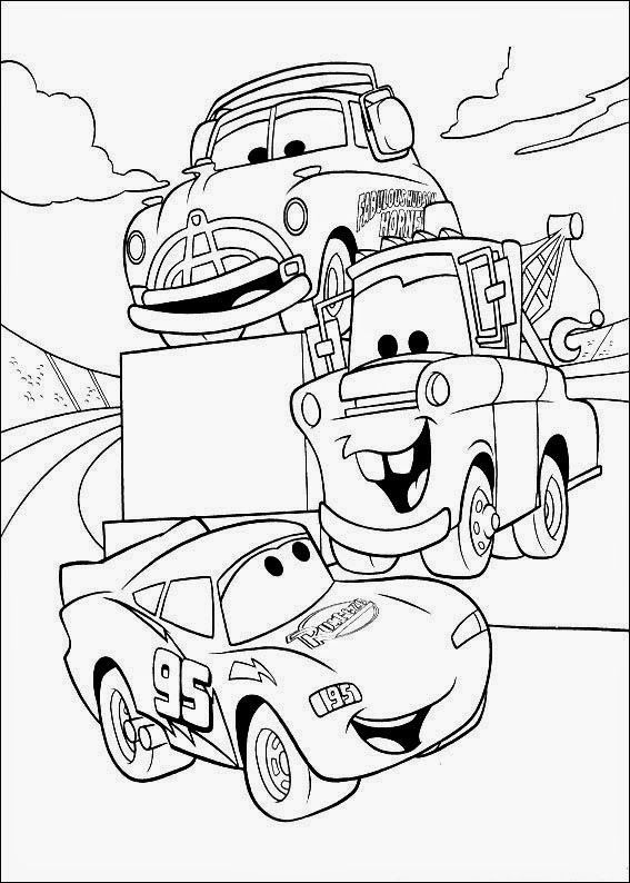 Ver dibujo completo de Rayo, Mate y Doc Hudson para colorear Dibujo de Rayo, Mate y Doc Hudson para colorear e imprimir gratis - Plantilla en alta calidad