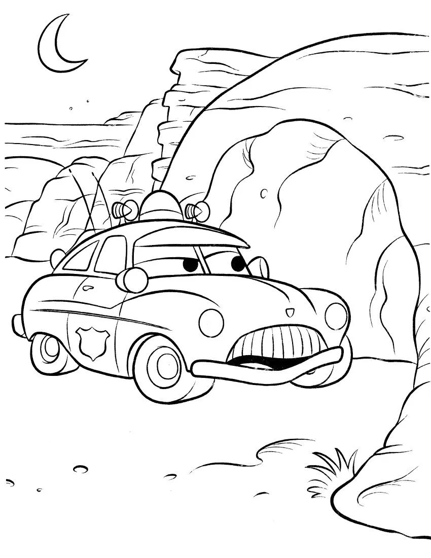 Sheriff Patrullando de Noche para colorear e imprimir Sheriff Patrullando de Noche para colorear - Rayo McQueen y Cars