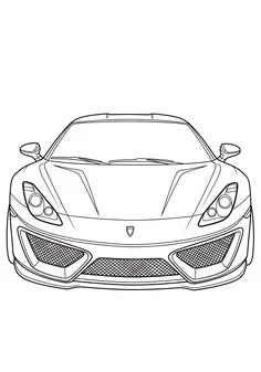 Deportivo Visto de Frente para colorear e imprimir Dibujo de Deportivo Visto de Frente de Coches para colorear