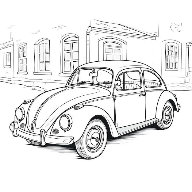 Escarabajo en la Ciudad para colorear e imprimir Dibujo de Escarabajo en la Ciudad de Coches para colorear