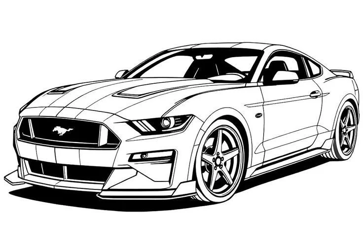 Ford Mustang GT para colorear e imprimir Dibujo de Ford Mustang GT de Coches para colorear