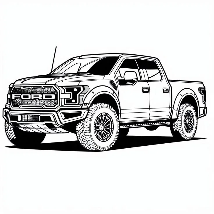 Ford Raptor Pickup para colorear e imprimir Dibujo de Ford Raptor Pickup de Coches para colorear