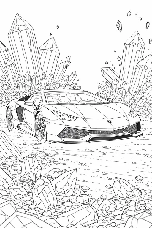 Lamborghini entre Cristales para colorear e imprimir Dibujo de Lamborghini entre Cristales de Coches para colorear