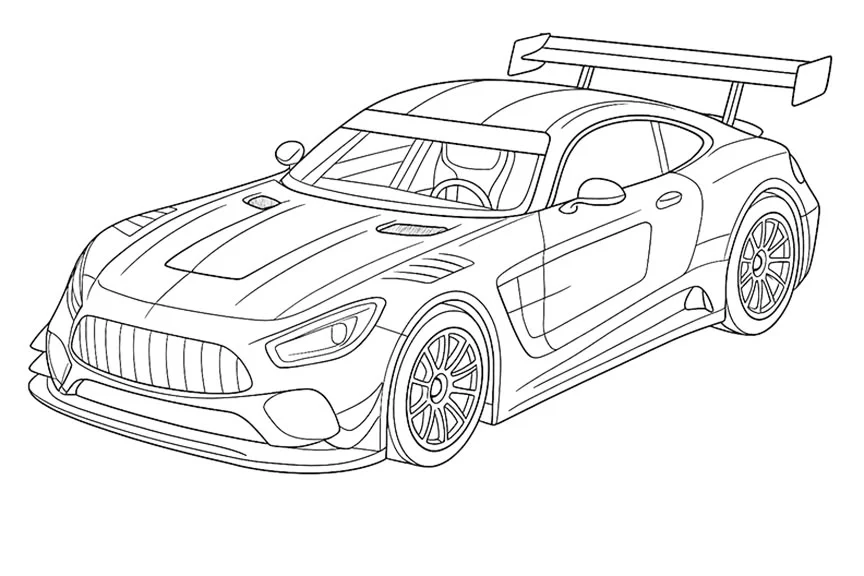Mercedes-AMG GT3 de Carreras para colorear e imprimir Dibujo de Mercedes-AMG GT3 de Carreras de Coches para colorear