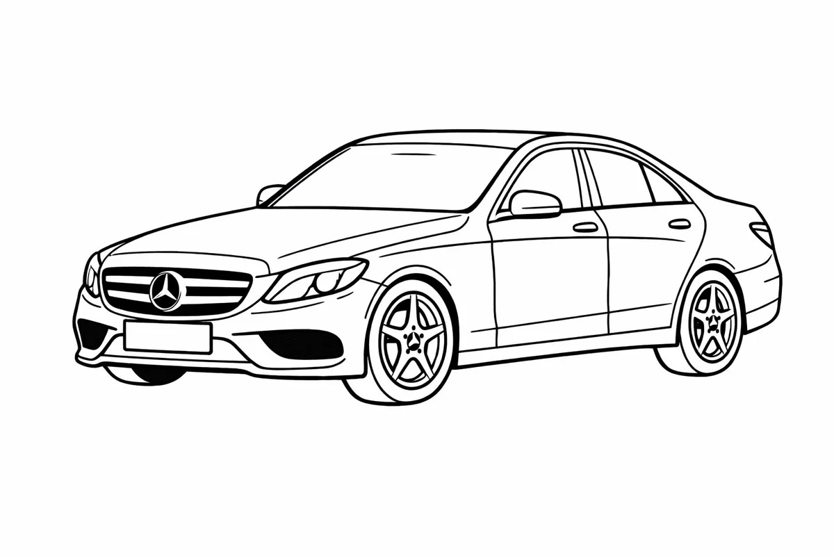 Mercedes Berlina para colorear e imprimir Dibujo de Mercedes Berlina de Coches para colorear