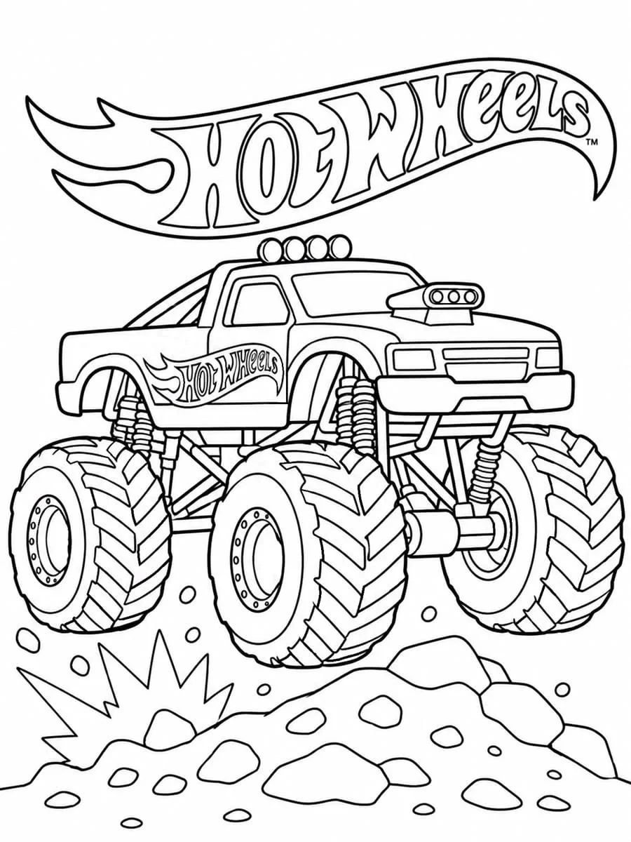 Monster Truck Hot Wheels para colorear e imprimir Dibujo de Monster Truck Hot Wheels de Coches para colorear