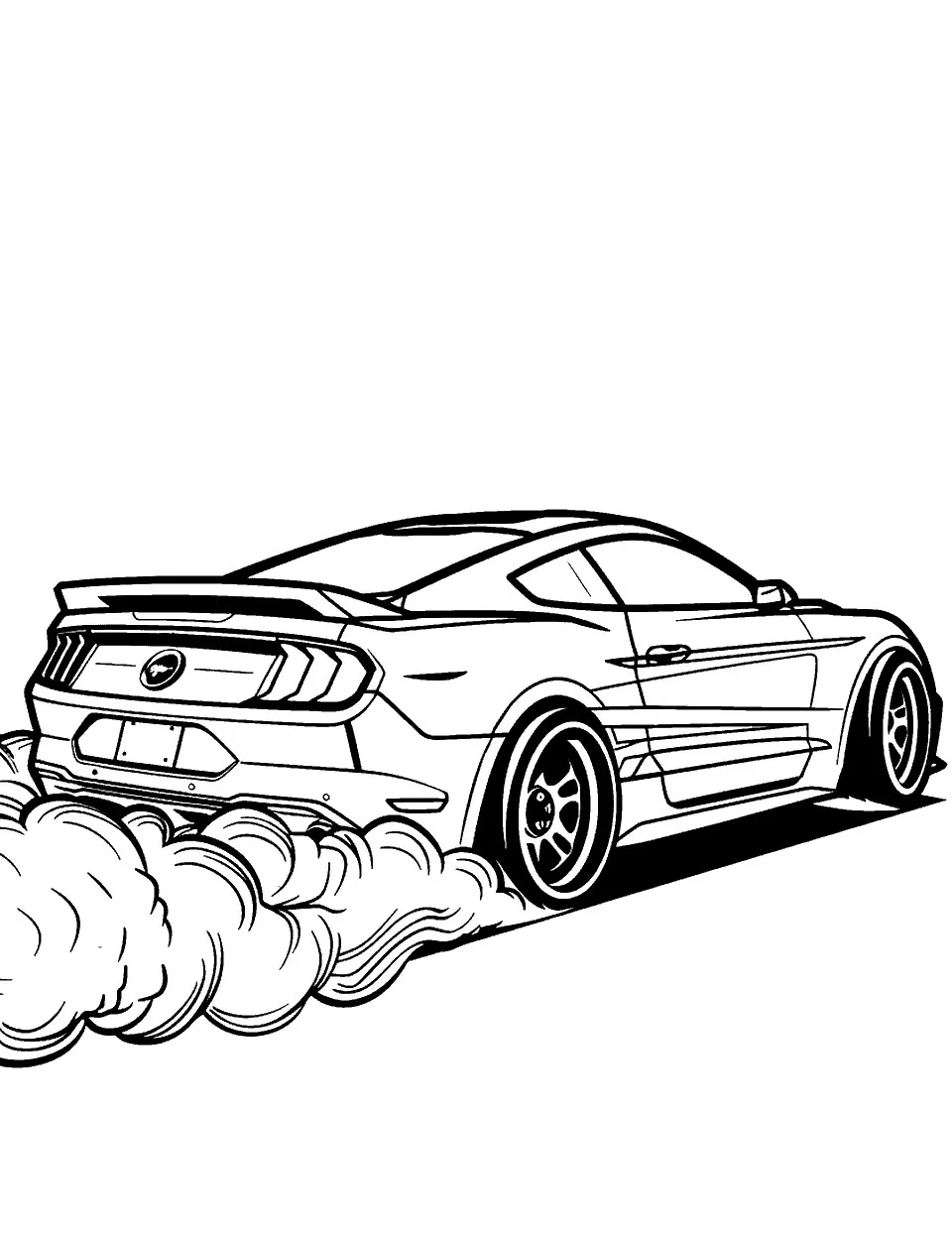 Mustang Derrapando para colorear e imprimir Dibujo de Mustang Derrapando de Coches para colorear