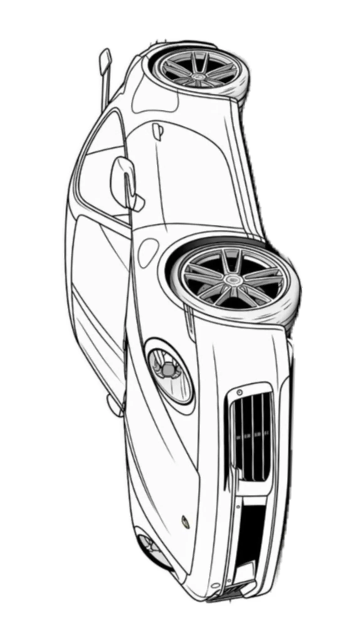 Superdeportivo Plateado en Vertical para colorear e imprimir Dibujo de Superdeportivo Plateado en Vertical de Coches para colorear