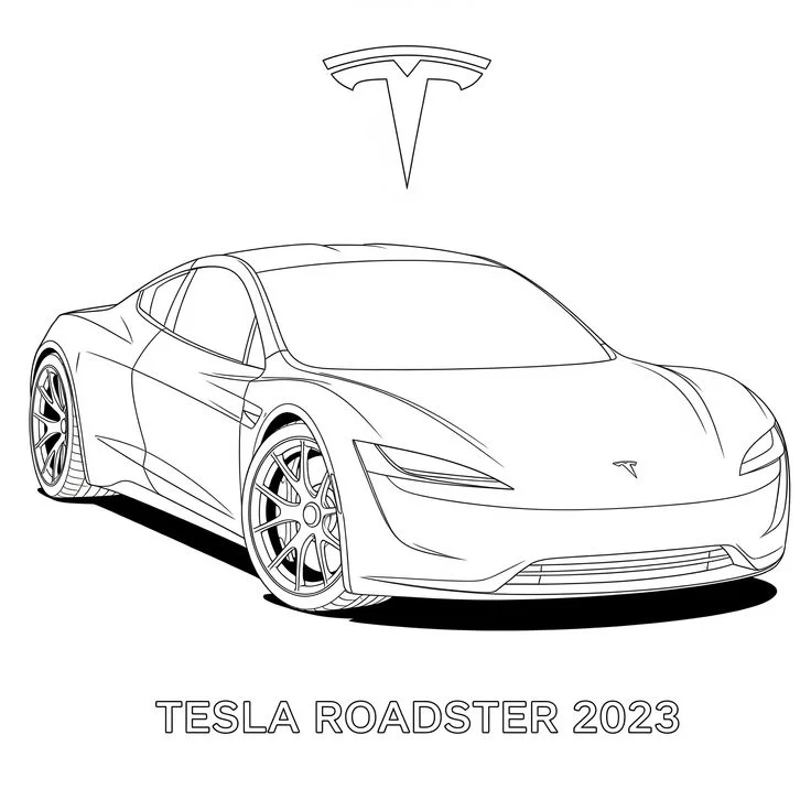 Tesla Roadster para colorear e imprimir Dibujo de Tesla Roadster de Coches para colorear