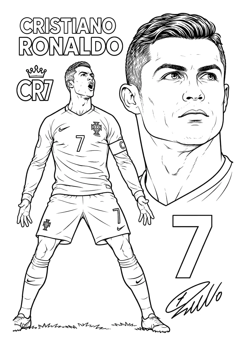 Cristiano Ronaldo Haciendo el Siuuu para colorear