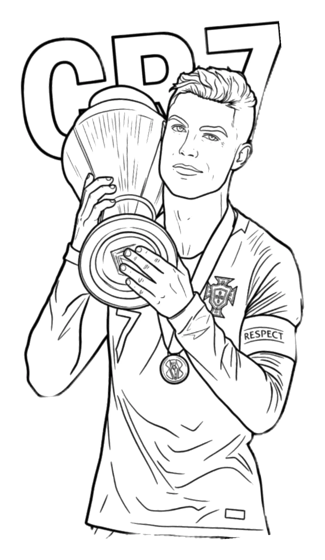 CR7 con Trofeo y Medalla para colorear - Cristiano Ronaldo