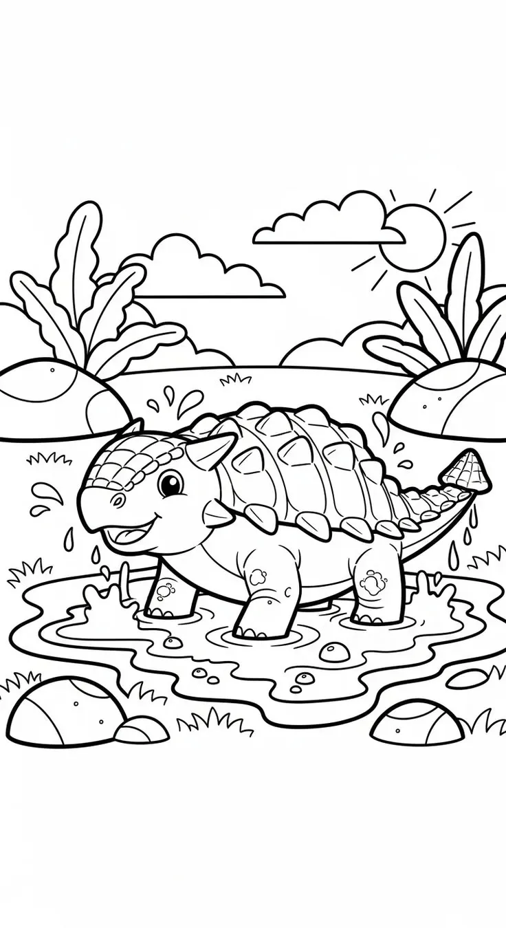 Haz clic para descargar dibujo de Anquilosaurio en Charco de Agua para colorear e imprimir gratis Anquilosaurio en Charco de Agua para colorear HD fácil y bonito - Descarga e imprime gratis - Dibujo exclusivo de Dinosaurios