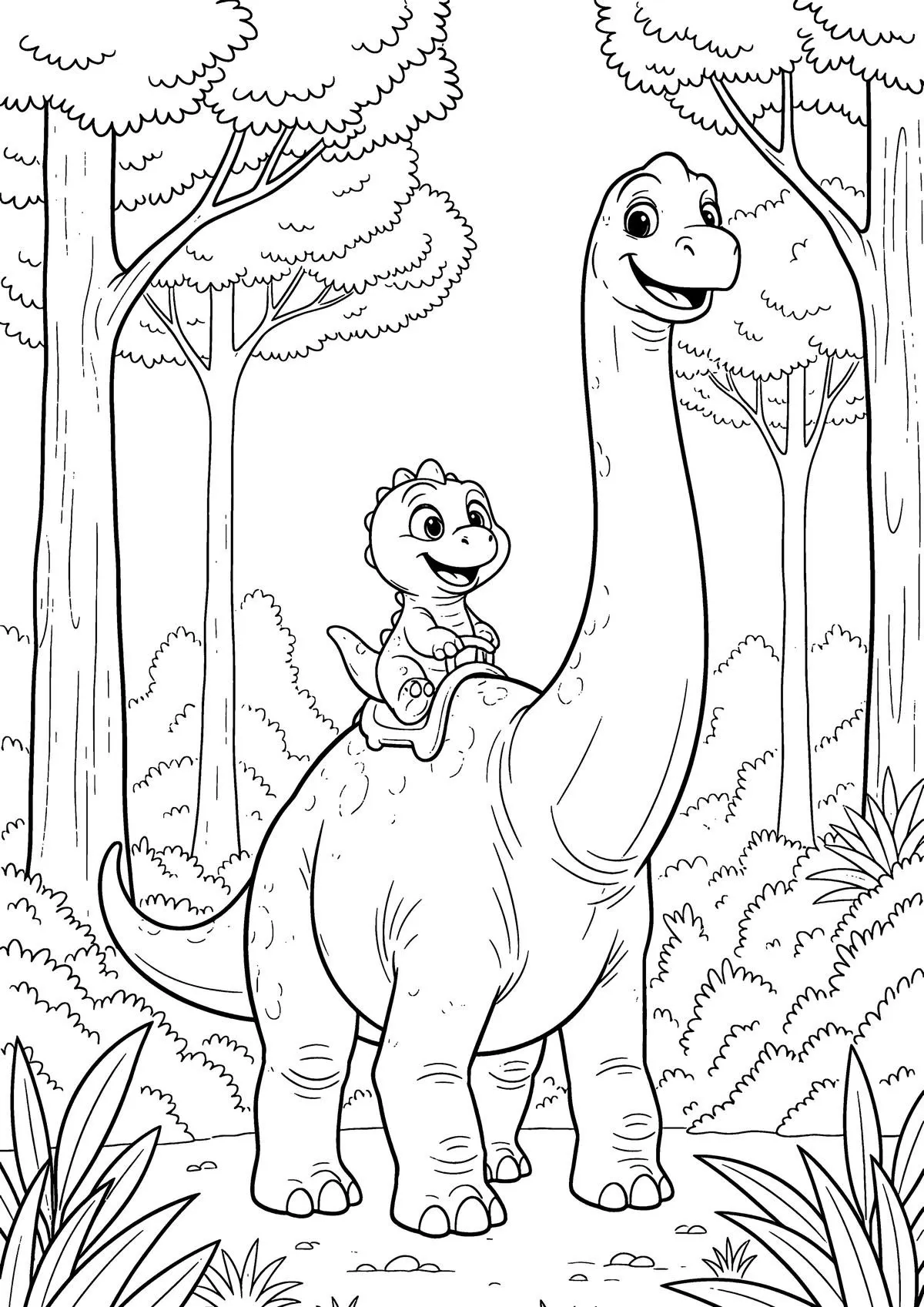 Haz clic para descargar dibujo de Brontosaurio con Bebé T-Rex en Bosque para colorear e imprimir gratis Brontosaurio con Bebé T-Rex en Bosque para colorear HD fácil y bonito - Descarga e imprime gratis - Dibujo exclusivo de Dinosaurios