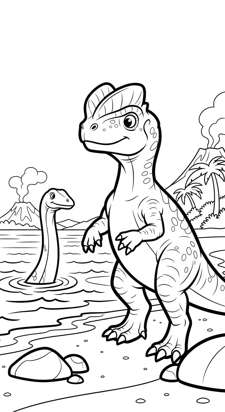 Haz clic para descargar dibujo de Dilofosaurio en Playa con Plesiosaurio para colorear e imprimir gratis Dilofosaurio en Playa con Plesiosaurio para colorear HD fácil y bonito - Descarga e imprime gratis - Dibujo exclusivo de Dinosaurios