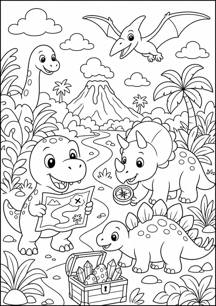 Haz clic para descargar dibujo de Dinosaurios Aventureros con Mapa del Tesoro para colorear e imprimir gratis Dinosaurios Aventureros con Mapa del Tesoro para colorear HD fácil y bonito - Descarga e imprime gratis - Dibujo exclusivo de Dinosaurios
