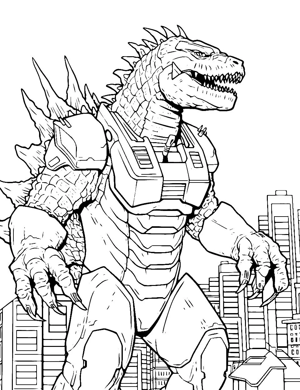 Haz clic para descargar dibujo de Godzilla con Armadura Mecánica para colorear e imprimir gratis Godzilla con Armadura Mecánica para colorear HD fácil y bonito - Descarga e imprime gratis - Dibujo exclusivo de Dinosaurios