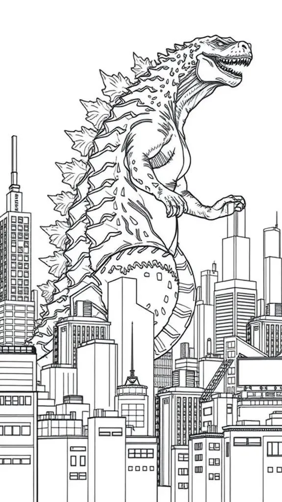 Haz clic para descargar dibujo de Godzilla Destruyendo Ciudad para colorear e imprimir gratis Godzilla Destruyendo Ciudad para colorear HD fácil y bonito - Descarga e imprime gratis - Dibujo exclusivo de Dinosaurios