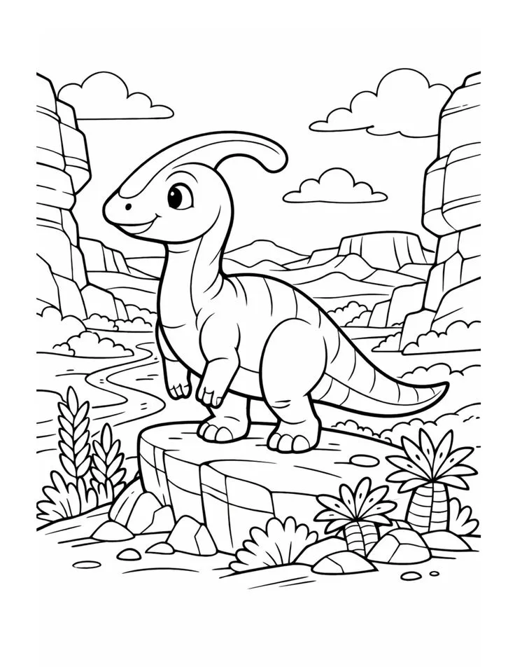Haz clic para descargar dibujo de Parasaurolofus en Cañón del Desierto para colorear e imprimir gratis Parasaurolofus en Cañón del Desierto para colorear HD fácil y bonito - Descarga e imprime gratis - Dibujo exclusivo de Dinosaurios