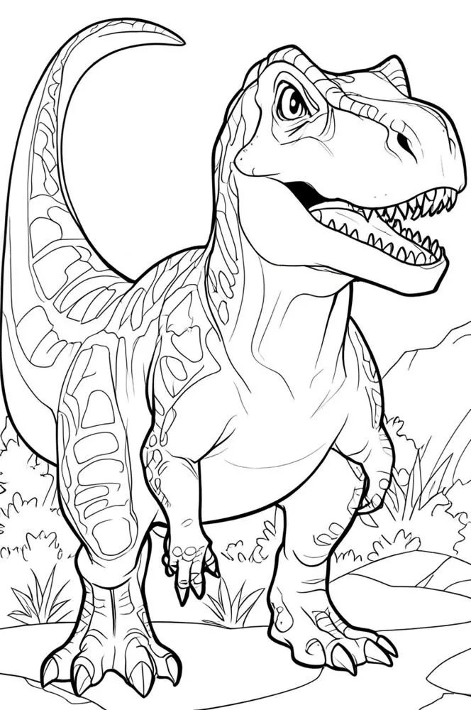 Haz clic para descargar dibujo de Tiranosaurio Rex Realista para colorear e imprimir gratis Tiranosaurio Rex Realista para colorear HD fácil y bonito - Descarga e imprime gratis - Dibujo exclusivo de Dinosaurios