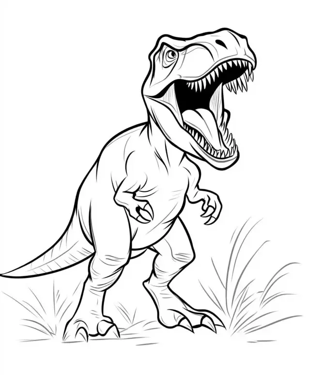 Haz clic para descargar dibujo de T-Rex Rugiendo para colorear e imprimir gratis T-Rex Rugiendo para colorear HD fácil y bonito - Descarga e imprime gratis - Dibujo exclusivo de Dinosaurios