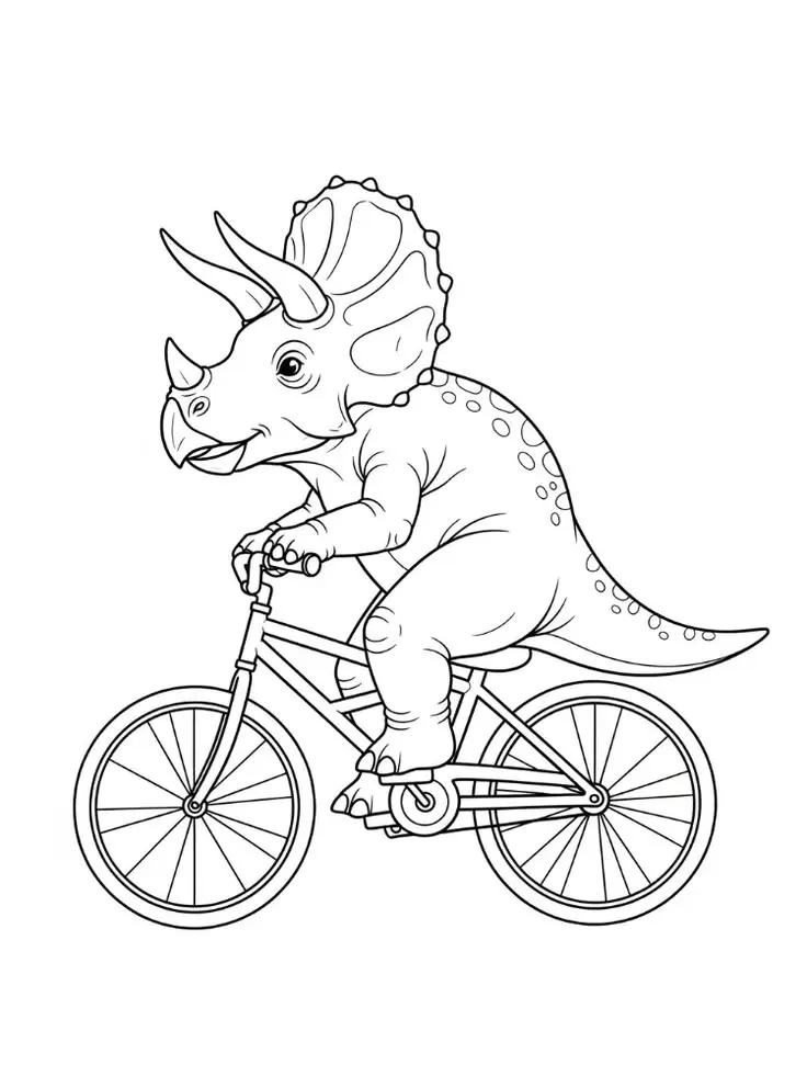 Haz clic para descargar dibujo de Triceratops en Bicicleta para colorear e imprimir gratis Triceratops en Bicicleta para colorear HD fácil y bonito - Descarga e imprime gratis - Dibujo exclusivo de Dinosaurios