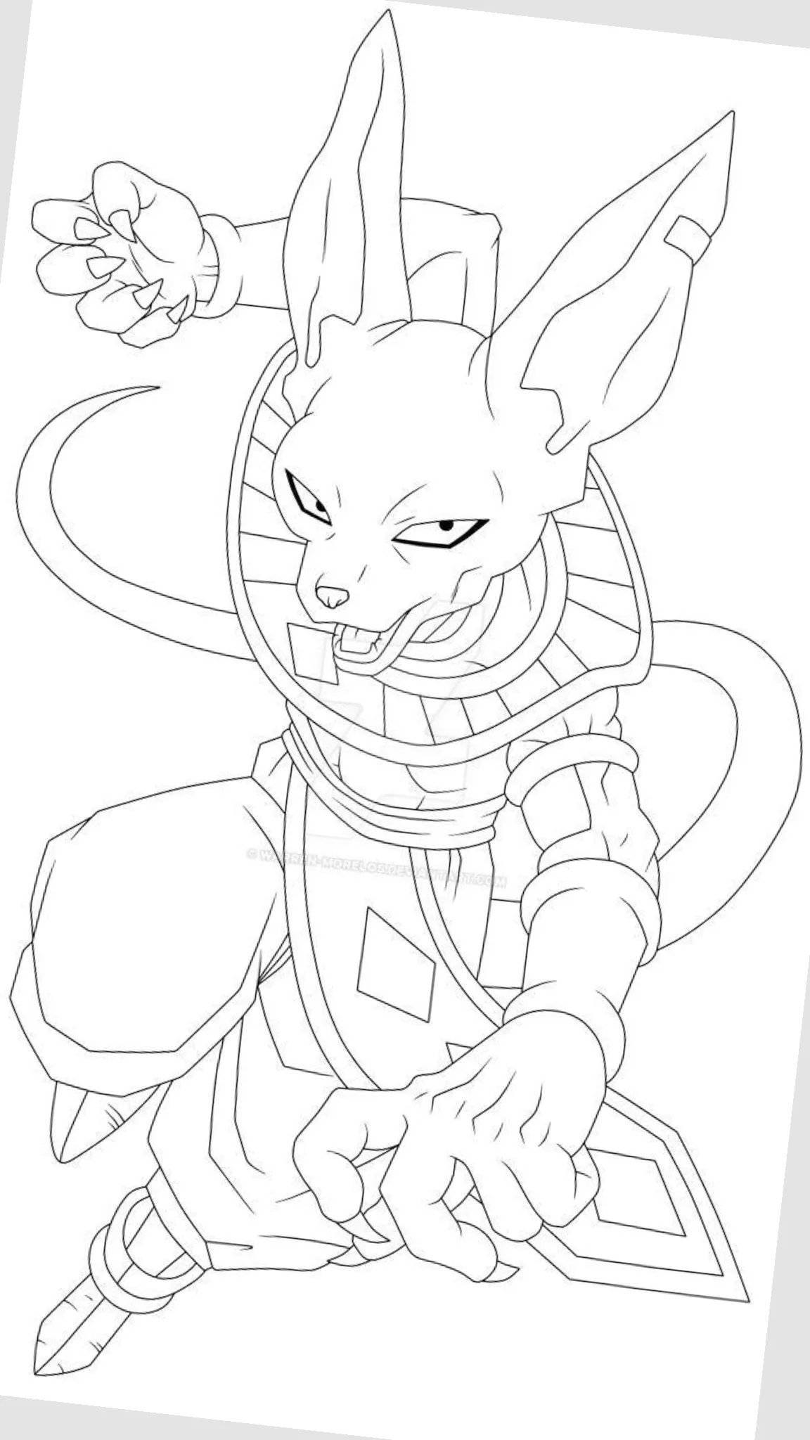 Ver dibujo completo de Bills en Combate para colorear Bills en Combate para colorear - Dibujo de Dragon Ball para imprimir gratis