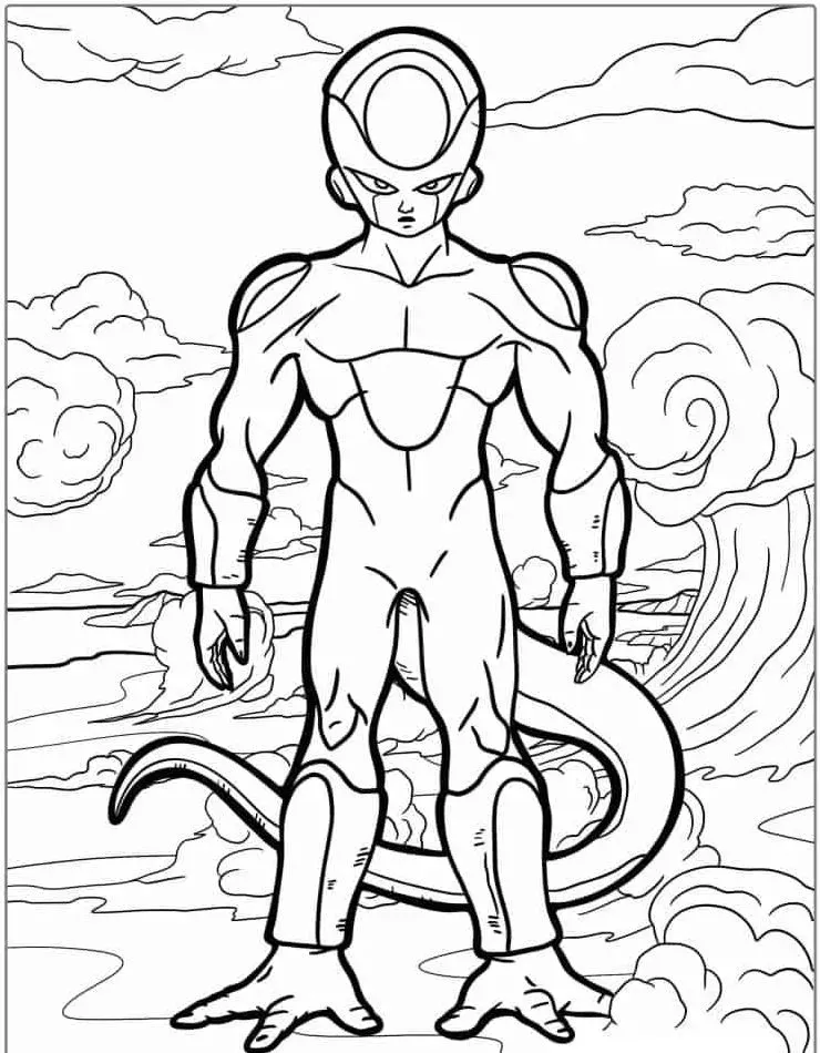 Freezer para colorear HD fácil y bonito - Descarga e imprime gratis - Dibujo exclusivo de Dragon Ball
