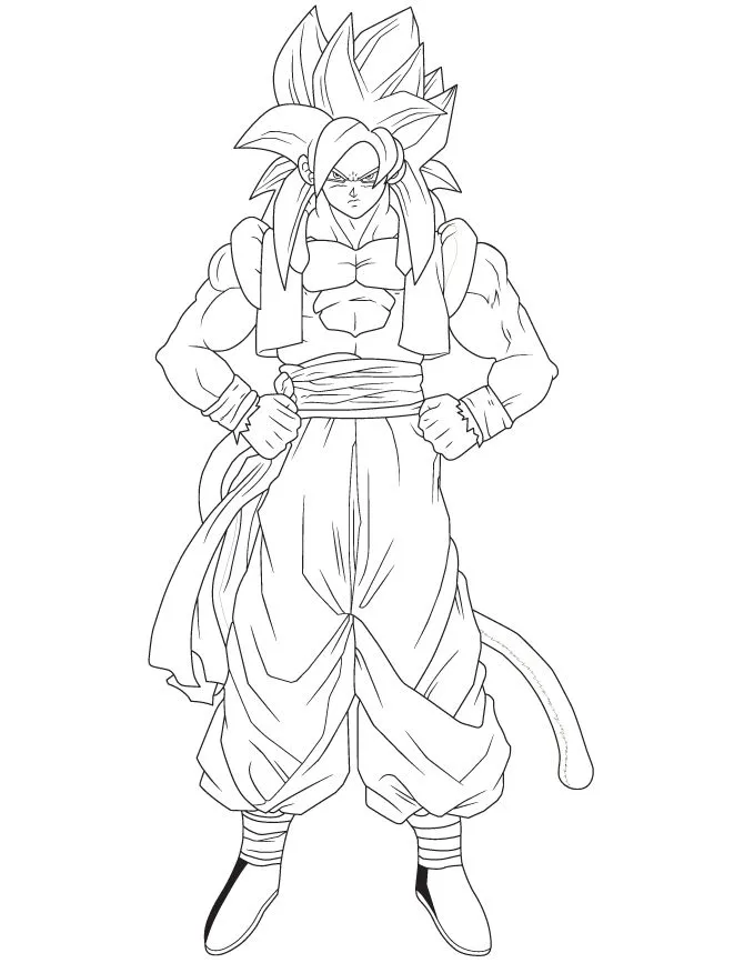 Ver dibujo completo de Gogeta Super Saiyan 4 para colorear Gogeta Super Saiyan 4 para colorear - Dibujo de Dragon Ball para imprimir gratis