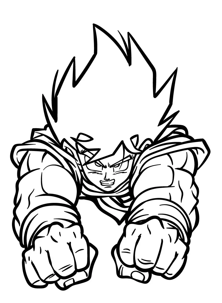 Goku en Combate para colorear HD fácil y bonito - Descarga e imprime gratis - Dibujo exclusivo de Dragon Ball