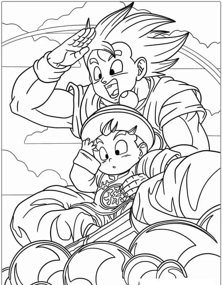 Goku y Gohan para colorear HD fácil y bonito - Descarga e imprime gratis - Dibujo exclusivo de Dragon Ball