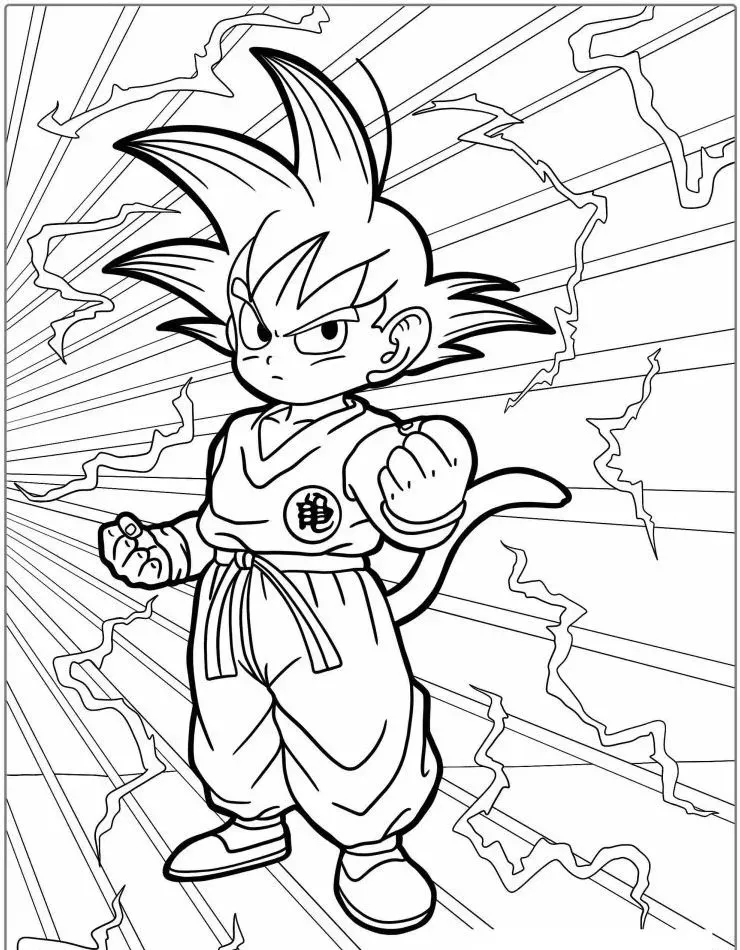 Dibujo relacionado de Goku Niño en Combate para colorear