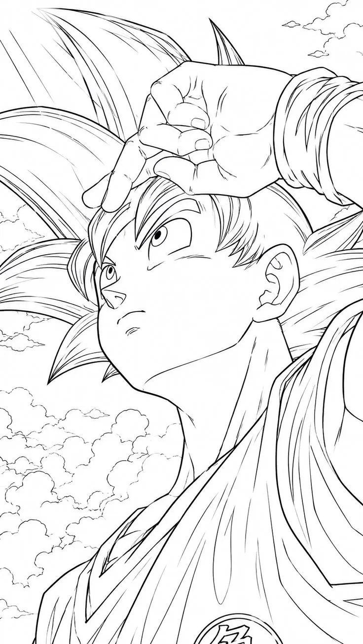Ver dibujo completo de Goku SSJ Primer Plano para colorear Goku SSJ Primer Plano para colorear - Dibujo de Dragon Ball para imprimir gratis