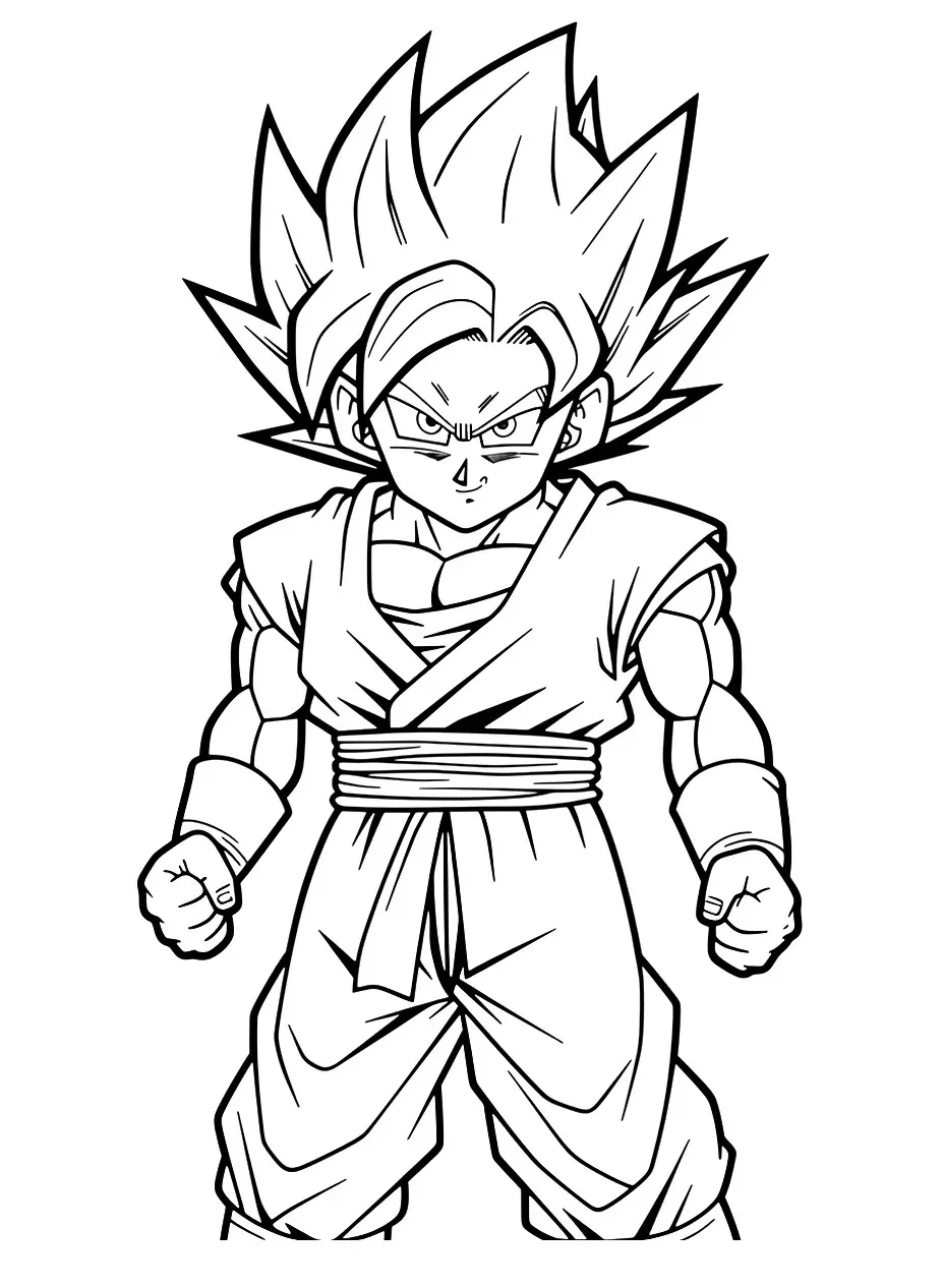 Goku para colorear e imprimir gratis PDF - Dragon Ball Z Super Saiyan