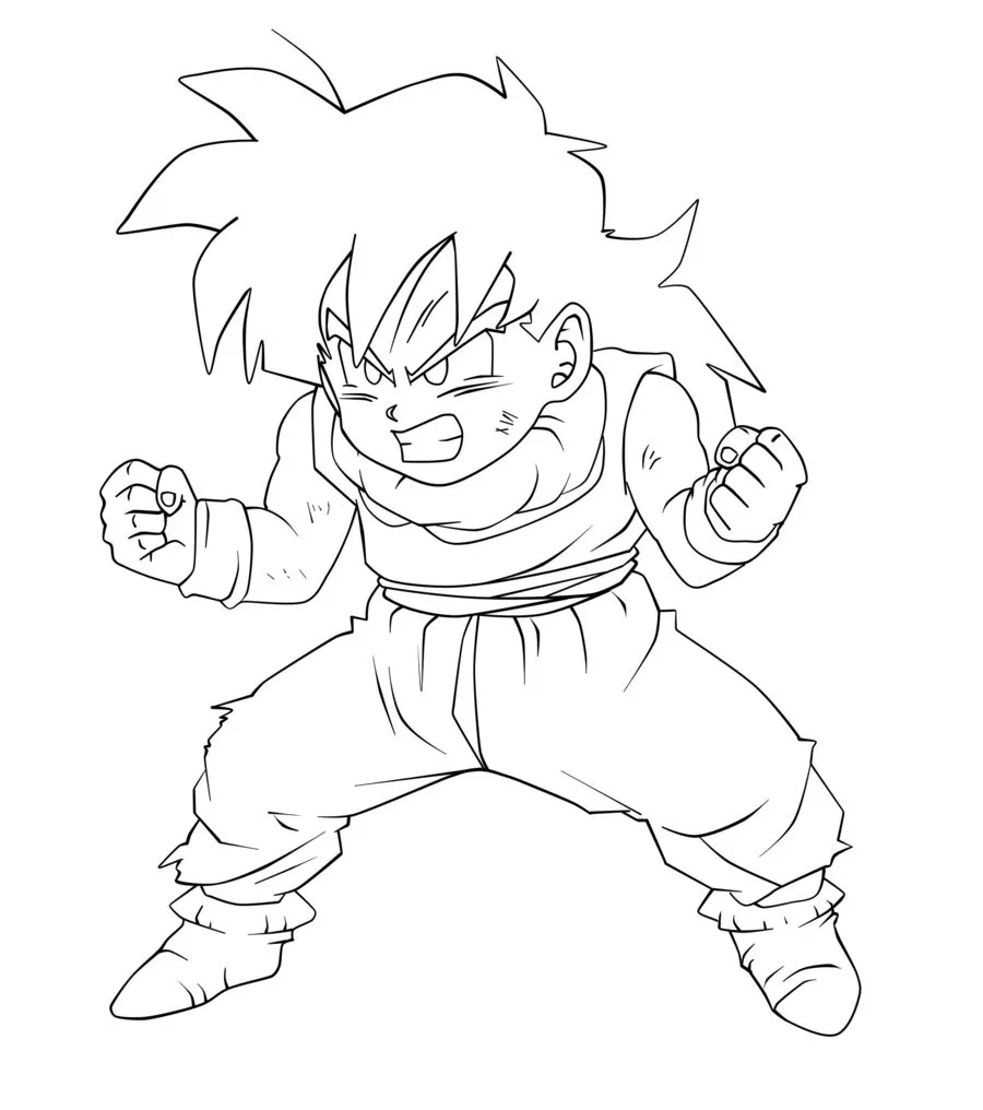 Ver dibujo completo de Goten en Combate para colorear Goten en Combate para colorear - Dibujo de Dragon Ball para imprimir gratis