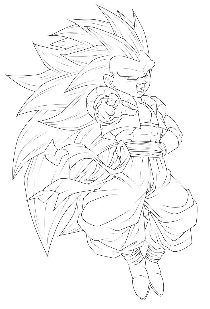 Ver dibujo completo de Gotenks SSJ3 Puñetazo para colorear Gotenks SSJ3 Puñetazo para colorear - Dibujo de Dragon Ball para imprimir gratis