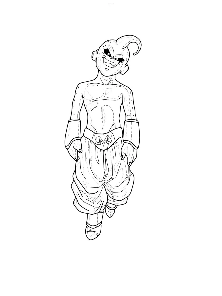 Ver dibujo completo de Kid Buu Flotando para colorear Kid Buu Flotando para colorear - Dibujo de Dragon Ball para imprimir gratis