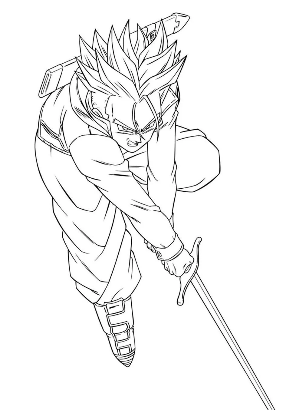 Ver dibujo completo de Trunks del Futuro SSJ con Espada Aéreo para colorear Trunks del Futuro SSJ con Espada Aéreo para colorear - Dibujo de Dragon Ball para imprimir gratis