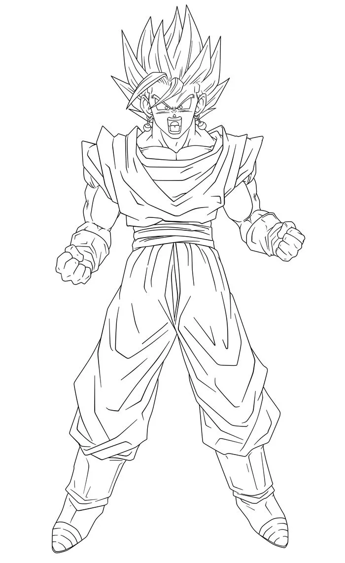 Ver dibujo completo de Vegito para colorear Dibujo de Vegito para colorear e imprimir gratis - Plantilla en alta calidad