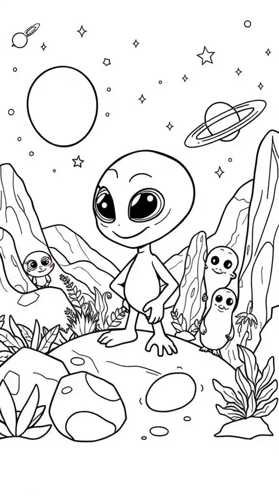 Haz clic para descargar dibujo de Alien Kawaii en Planeta con Rocas para colorear e imprimir gratis Alien Kawaii en Planeta con Rocas para colorear HD fácil y bonito - Descarga e imprime gratis - Dibujo exclusivo de Dibujos