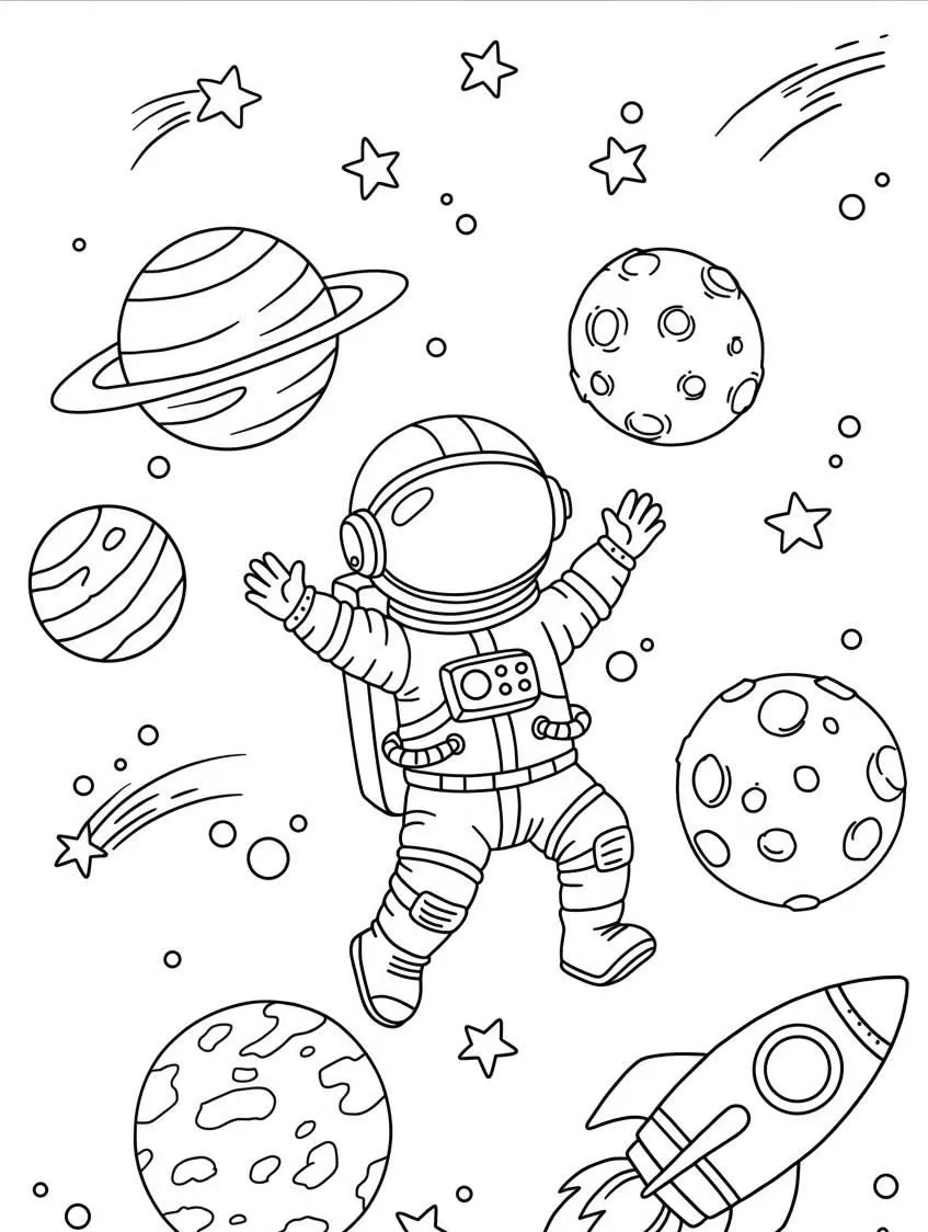 Haz clic para descargar dibujo de Astronauta con Planetas y Cohete para colorear e imprimir gratis Astronauta con Planetas y Cohete para colorear HD fácil y bonito - Descarga e imprime gratis - Dibujo exclusivo de Dibujos