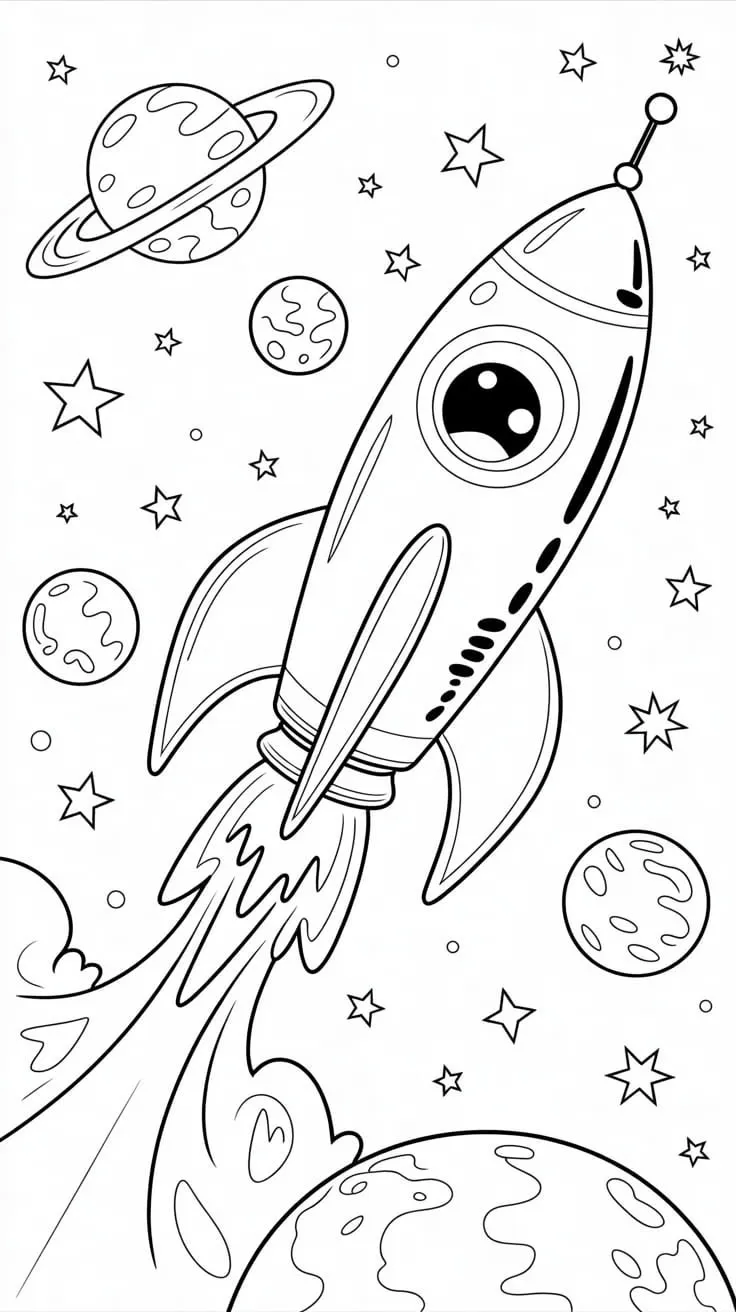Haz clic para descargar dibujo de Cohete Despegando con Planetas para colorear e imprimir gratis Cohete Despegando con Planetas para colorear HD fácil y bonito - Descarga e imprime gratis - Dibujo exclusivo de Dibujos