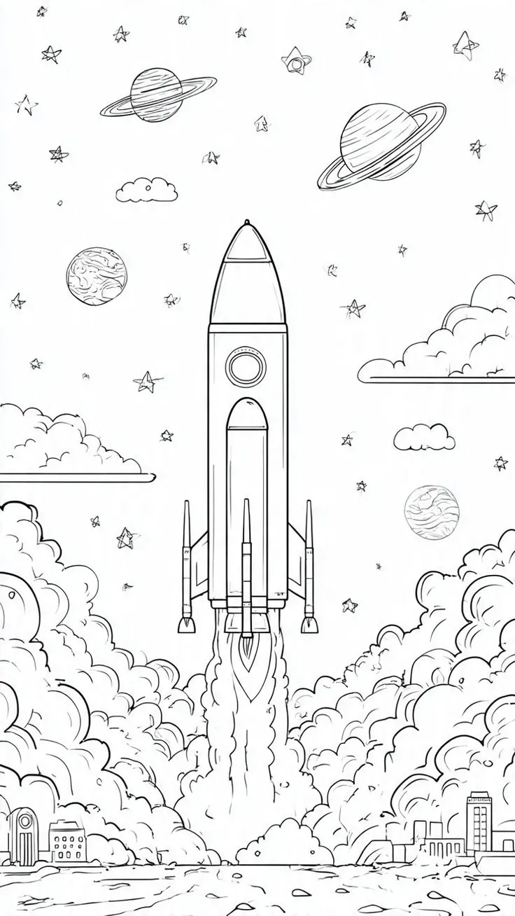 Haz clic para descargar dibujo de Cohete Despegando desde la Ciudad para colorear e imprimir gratis Cohete Despegando desde la Ciudad para colorear HD fácil y bonito - Descarga e imprime gratis - Dibujo exclusivo de Dibujos