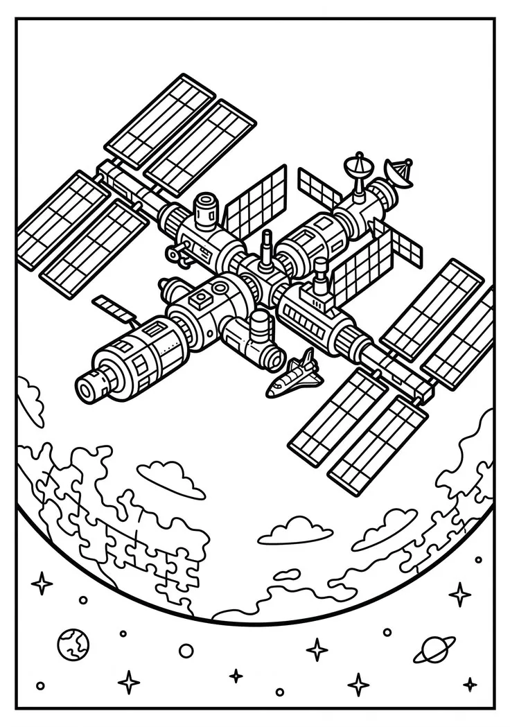 Haz clic para descargar dibujo de Estación Espacial Internacional para colorear e imprimir gratis Estación Espacial Internacional para colorear HD fácil y bonito - Descarga e imprime gratis - Dibujo exclusivo de Dibujos
