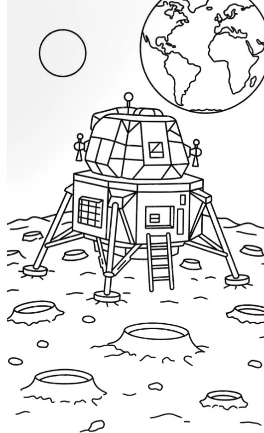 Haz clic para descargar dibujo de Módulo Lunar con la Tierra para colorear e imprimir gratis Módulo Lunar con la Tierra para colorear HD fácil y bonito - Descarga e imprime gratis - Dibujo exclusivo de Dibujos
