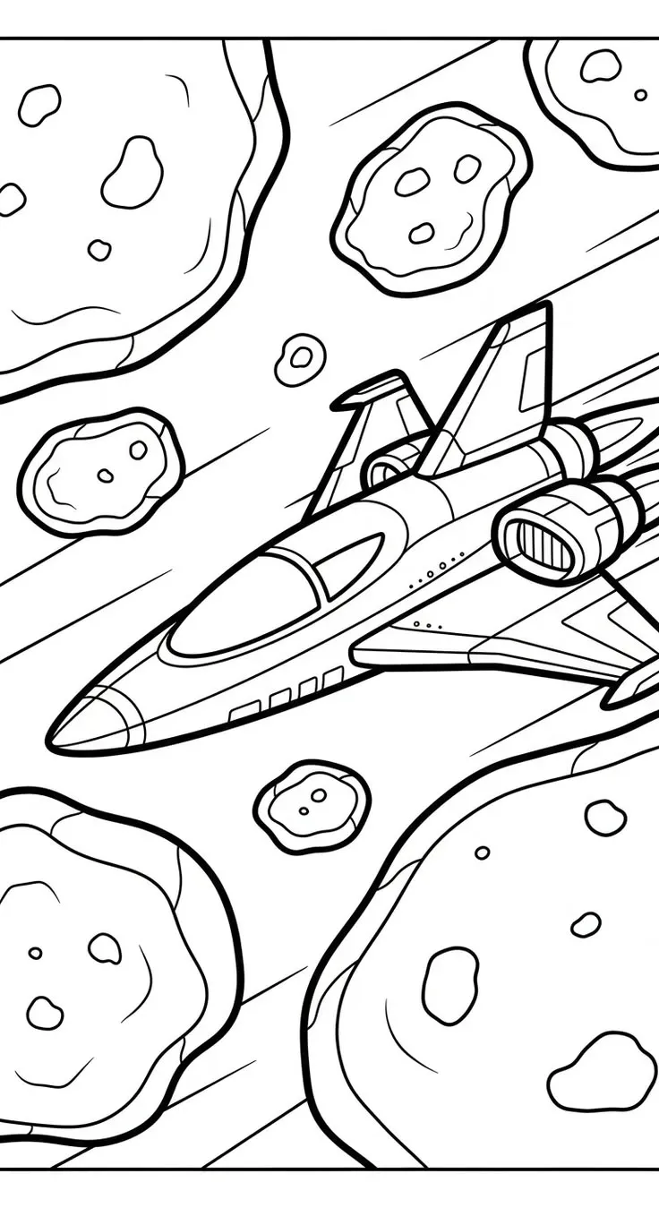 Haz clic para descargar dibujo de Nave entre Asteroides en Acción para colorear e imprimir gratis Nave entre Asteroides en Acción para colorear HD fácil y bonito - Descarga e imprime gratis - Dibujo exclusivo de Dibujos