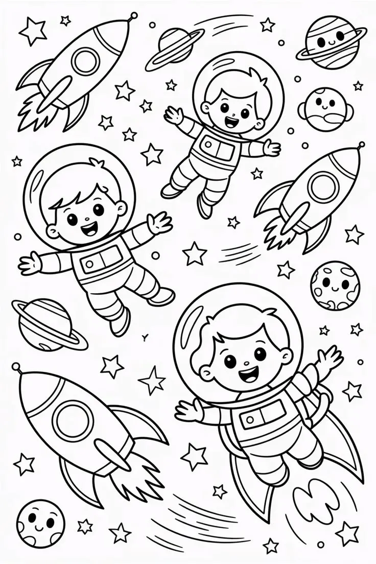Haz clic para descargar dibujo de Niños Astronautas Kawaii con Cohetes para colorear e imprimir gratis Niños Astronautas Kawaii con Cohetes para colorear HD fácil y bonito - Descarga e imprime gratis - Dibujo exclusivo de Dibujos
