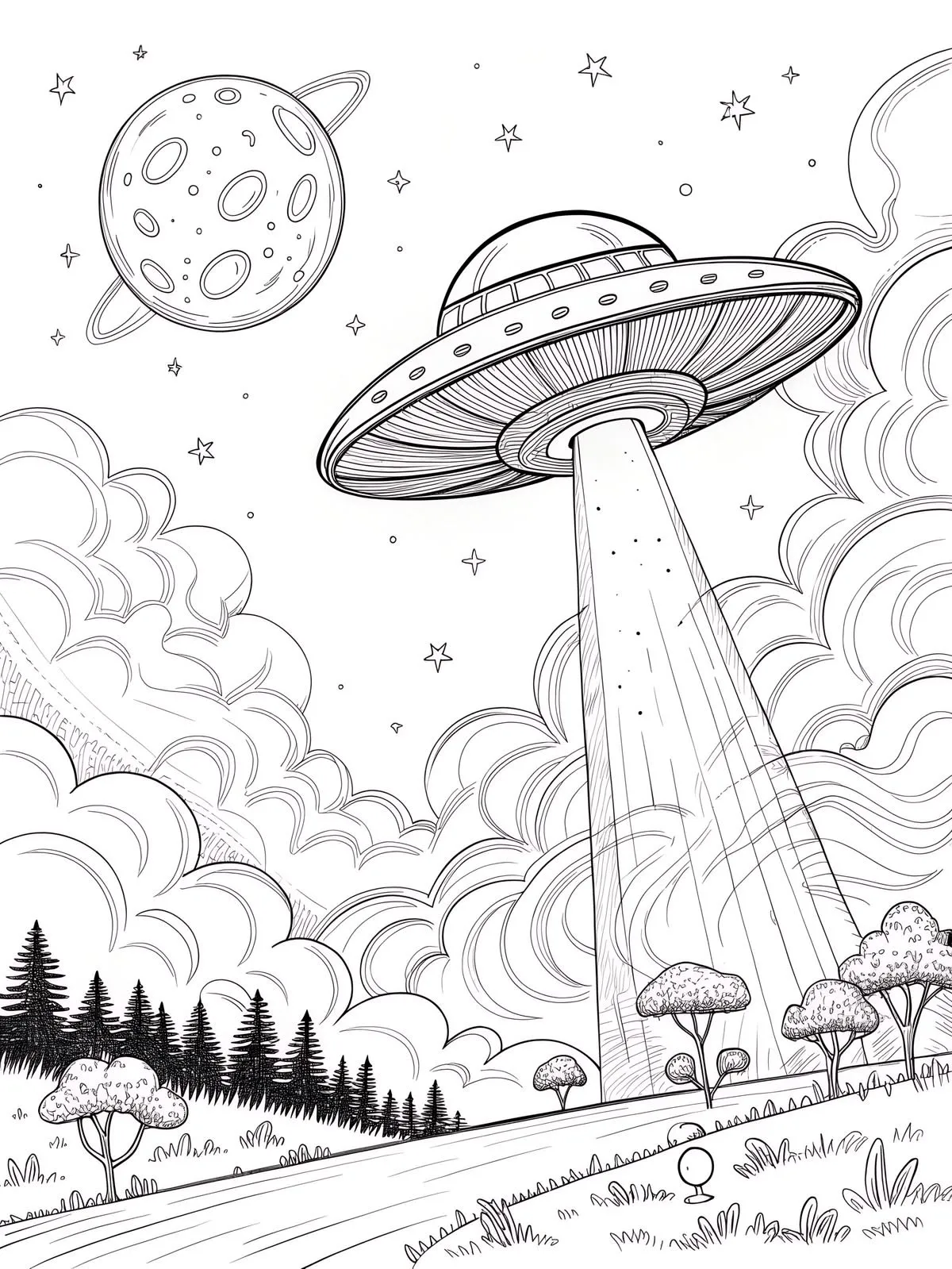 Haz clic para descargar dibujo de OVNI Abducción en el Bosque para colorear e imprimir gratis OVNI Abducción en el Bosque para colorear HD fácil y bonito - Descarga e imprime gratis - Dibujo exclusivo de Dibujos
